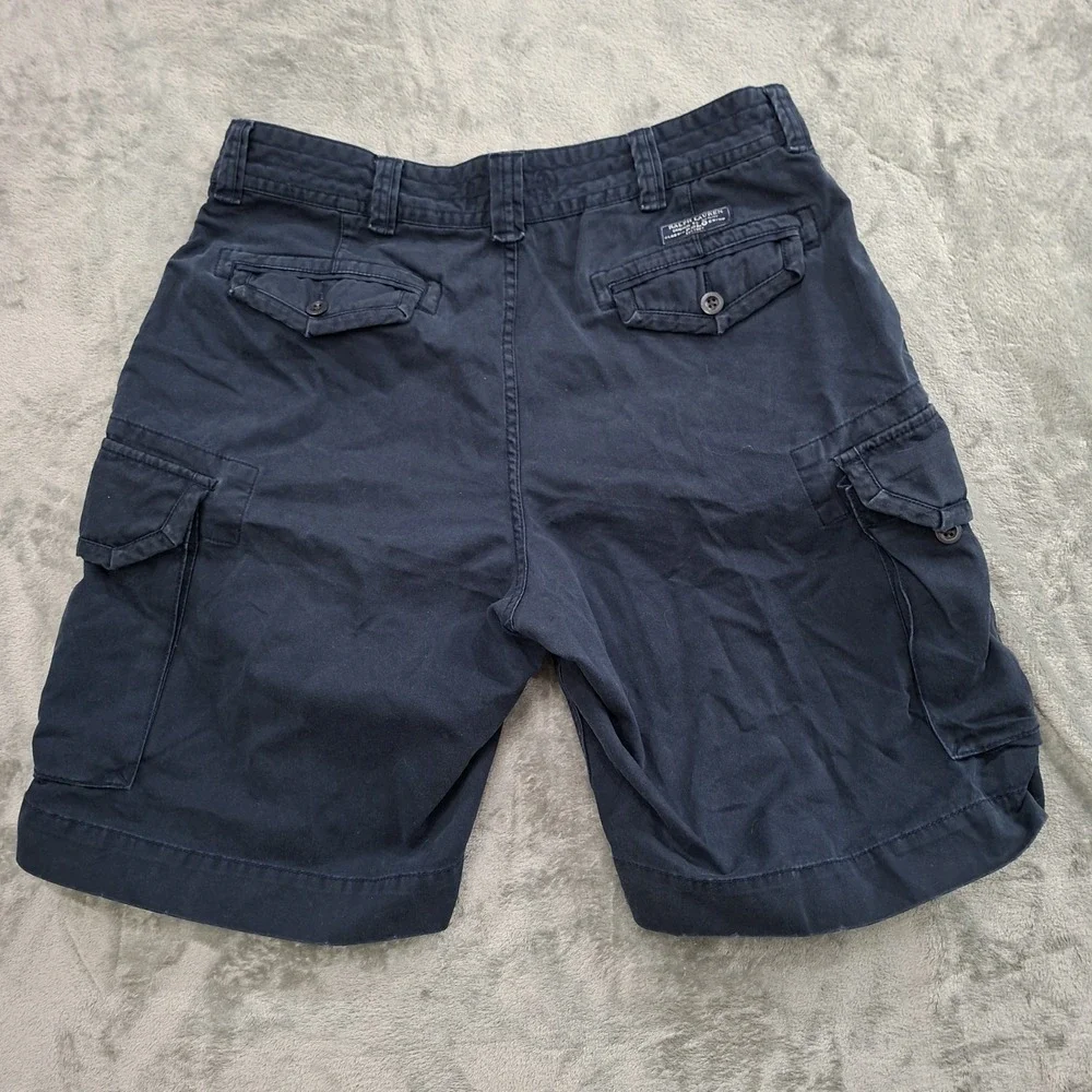 Vtg. Polo Ralph Lauren 90's Cargo Shorts sz 36 Heavy Cotton Navy classic‎ chinos